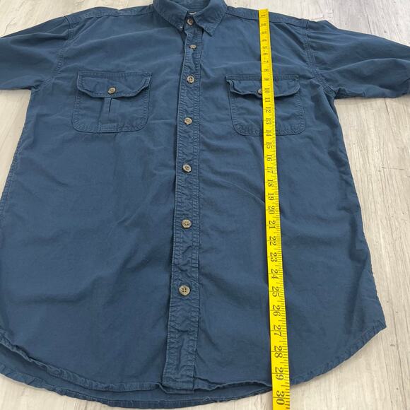 Canyon Guide Outfitters Blue Short Sleeve Cotton Basic Plain Button Down Shirt - Picture 9 of 9
